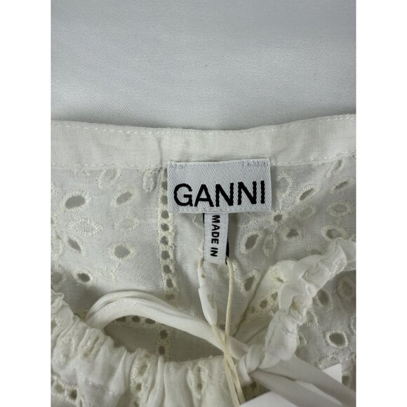 NWT Ganni Womens Light Broderie Anglaise Cropped Top, White Size 34 -2US $195 - Picture 6 of 10